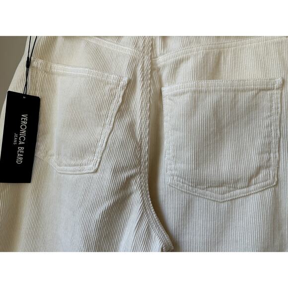 $278 Veronica Beard High Rise Taylor Corduroy Cropped Wide-Leg Cream Pant Sz 26 - Picture 8 of 12